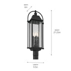 KICHLER 49717BKT Harbor Row 27.25" 4-Light Outdoor Post Light With Clear Seeded Glass In Textured Black