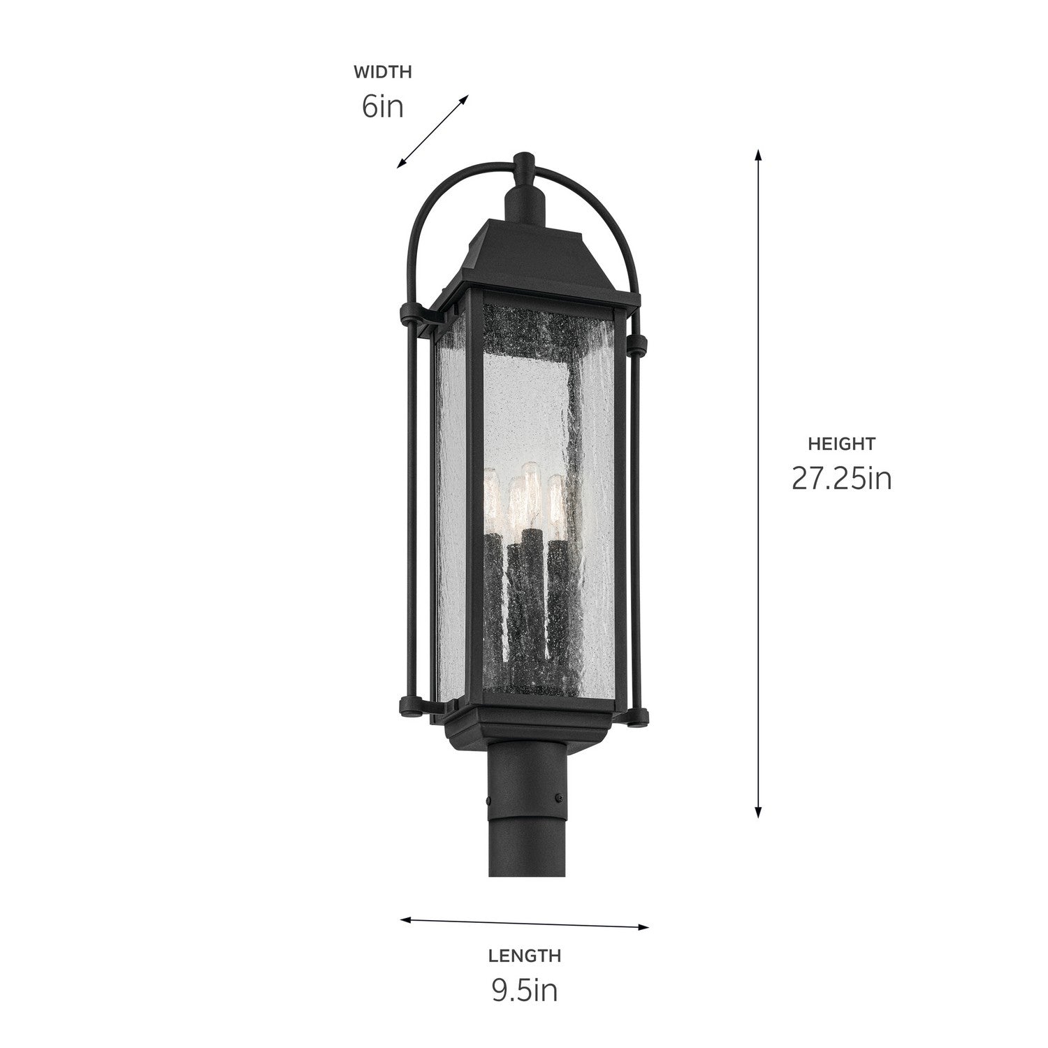 KICHLER 49717BKT Harbor Row 27.25" 4-Light Outdoor Post Light With Clear Seeded Glass In Textured Black