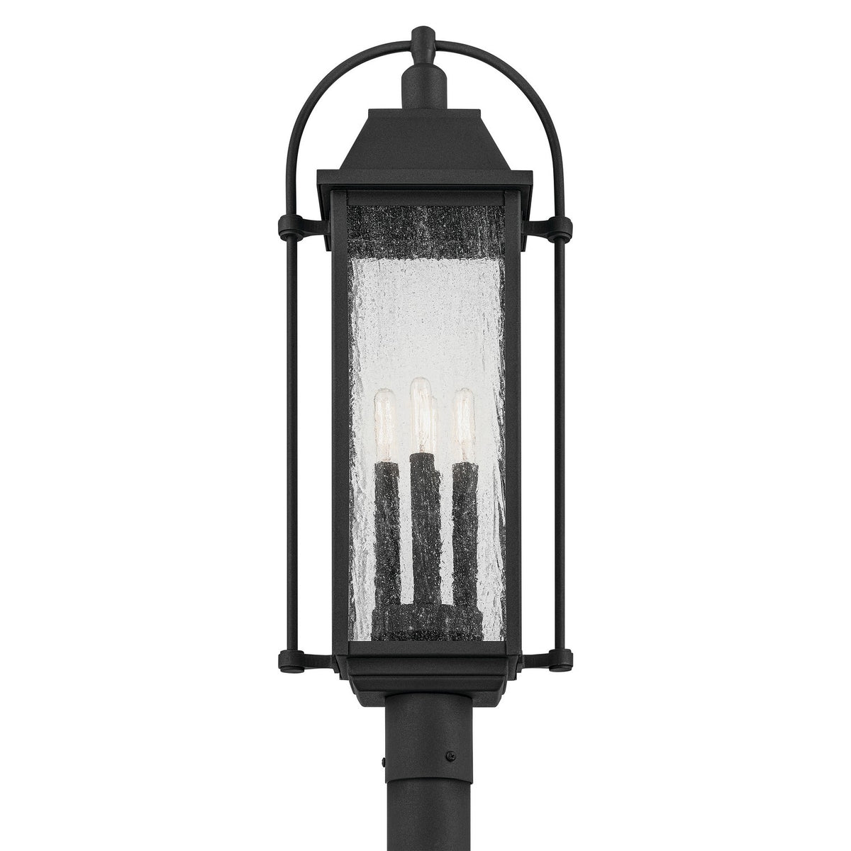 KICHLER 49717BKT Harbor Row 27.25" 4-Light Outdoor Post Light With Clear Seeded Glass In Textured Black