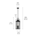 KICHLER 49718BKT Harbor Row 25.75" 4-Light Outdoor Hanging Light With Clear Seeded Glass In Textured Black