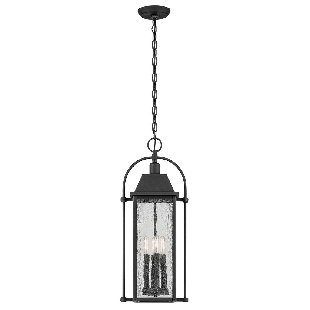 KICHLER 49718BKT Harbor Row 25.75" 4-Light Outdoor Hanging Light With Clear Seeded Glass In Textured Black