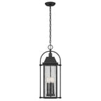 KICHLER 49718BKT Harbor Row 25.75" 4-Light Outdoor Hanging Light With Clear Seeded Glass In Textured Black