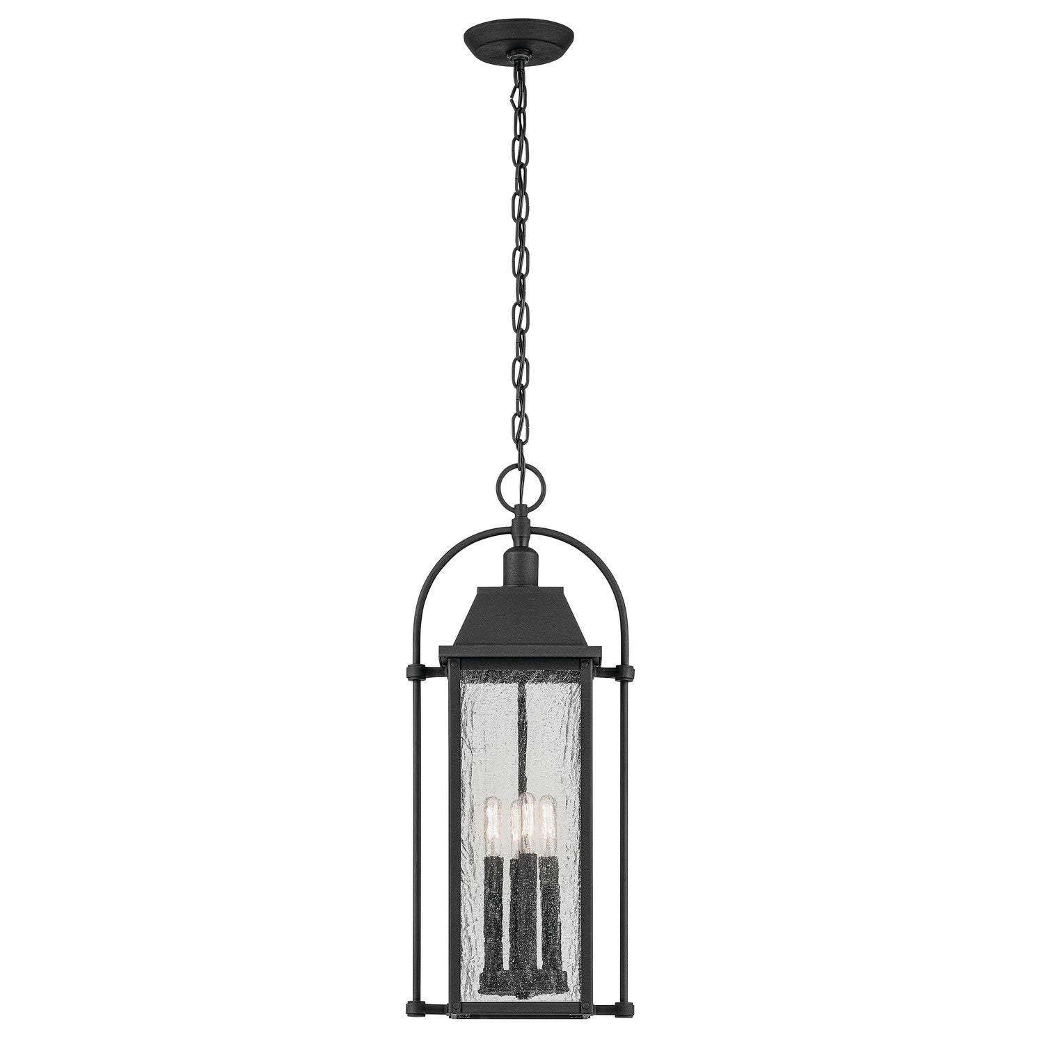 KICHLER 49718BKT Harbor Row 25.75" 4-Light Outdoor Hanging Light With Clear Seeded Glass In Textured Black