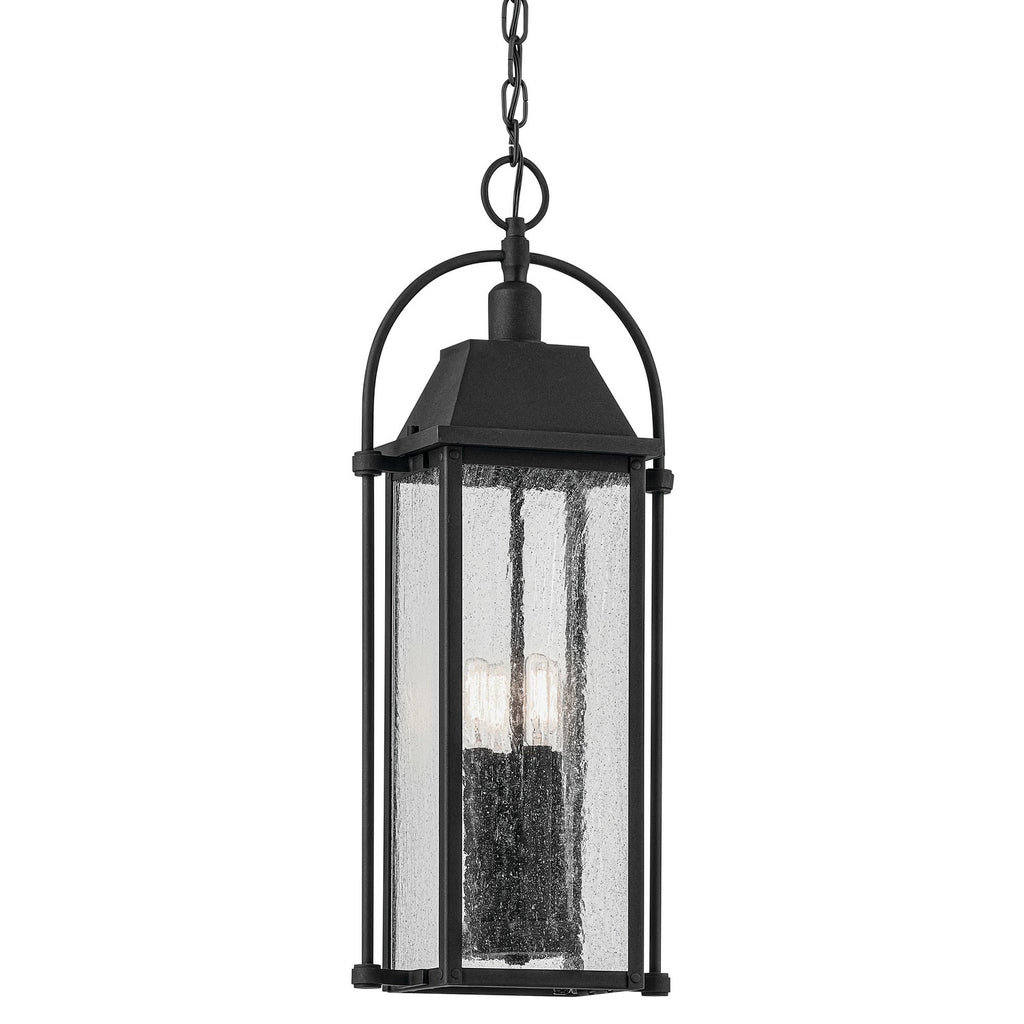 KICHLER 49718BKT Harbor Row 25.75" 4-Light Outdoor Hanging Light With Clear Seeded Glass In Textured Black