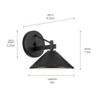 KICHLER 49059BK Ripley 8" 1-Light Outdoor Wall Light In Black