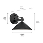 KICHLER 49060BK Ripley 10" 1-Light Outdoor Wall Light In Black