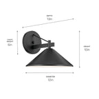 KICHLER 49061BK Ripley 12" 1-Light Outdoor Wall Light In Black