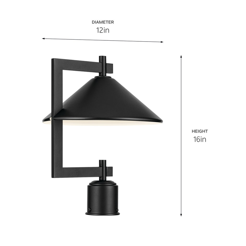 KICHLER 49063BK Ripley 16" 1-Light Outdoor Post Light In Black
