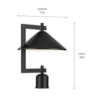 KICHLER 49063BK Ripley 16" 1-Light Outdoor Post Light In Black