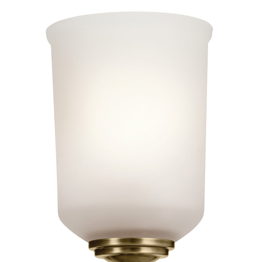 KICHLER 45572NBR Shailene 5" 1-Light Wall Sconce With Clear Satin Etched Glass In Natural Brass