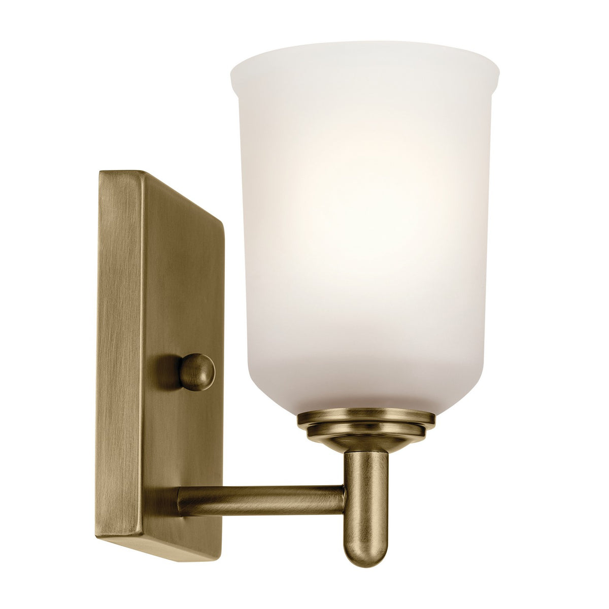 KICHLER 45572NBR Shailene 5" 1-Light Wall Sconce With Clear Satin Etched Glass In Natural Brass