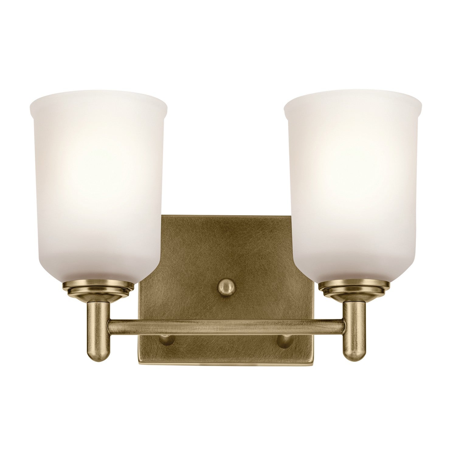 KICHLER 45573NBR Shailene 12.5" 2-Light Vanity Light With Clear Satin Etched Glass In Natural Brass