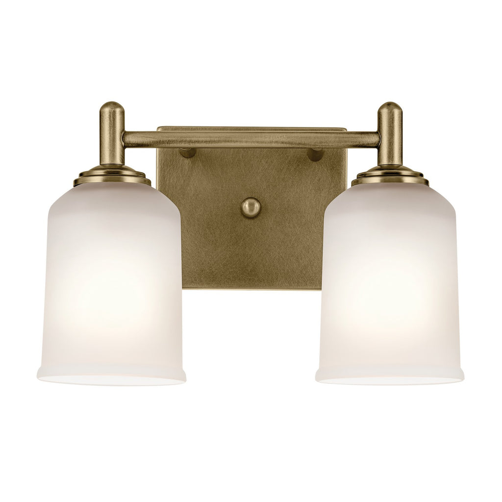 KICHLER 45573NBR Shailene 12.5" 2-Light Vanity Light With Clear Satin Etched Glass In Natural Brass