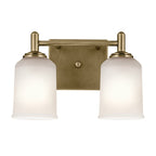 KICHLER 45573NBR Shailene 12.5" 2-Light Vanity Light With Clear Satin Etched Glass In Natural Brass