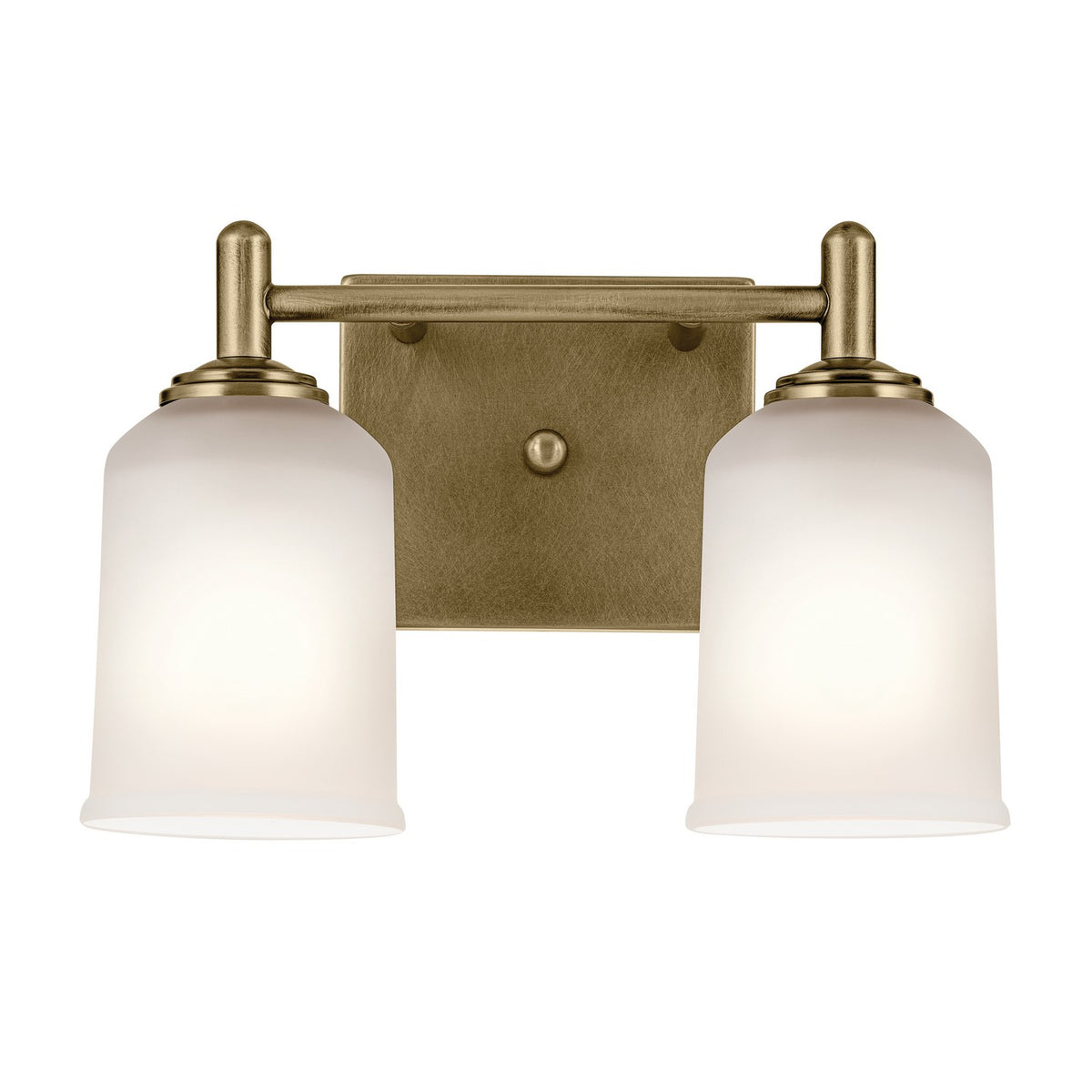 KICHLER 45573NBR Shailene 12.5" 2-Light Vanity Light With Clear Satin Etched Glass In Natural Brass