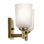 KICHLER 45573NBR Shailene 12.5" 2-Light Vanity Light With Clear Satin Etched Glass In Natural Brass