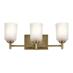 KICHLER 45574NBR Shailene 21" 3-Light Vanity Light With Clear Satin Etched Glass In Natural Brass