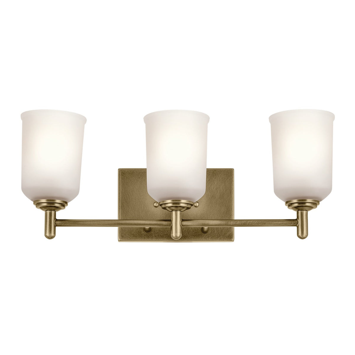 KICHLER 45574NBR Shailene 21" 3-Light Vanity Light With Clear Satin Etched Glass In Natural Brass