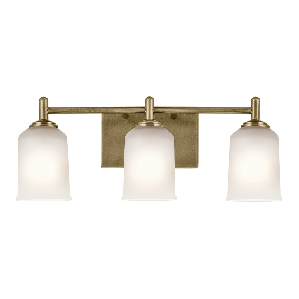 KICHLER 45574NBR Shailene 21" 3-Light Vanity Light With Clear Satin Etched Glass In Natural Brass
