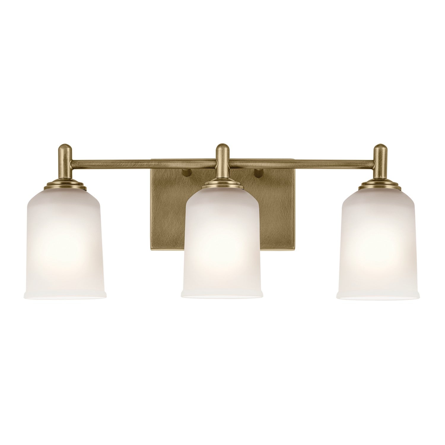 KICHLER 45574NBR Shailene 21" 3-Light Vanity Light With Clear Satin Etched Glass In Natural Brass