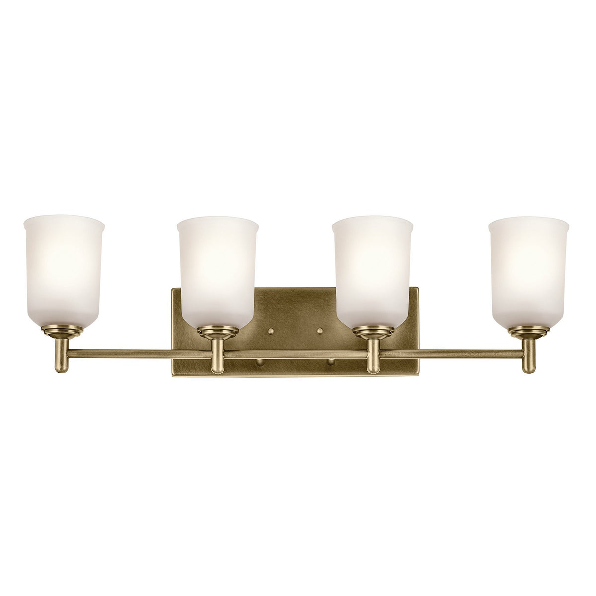 KICHLER 45575NBR Shailene 29.75" 4-Light Vanity Light With Clear Satin Etched Glass In Natural Brass