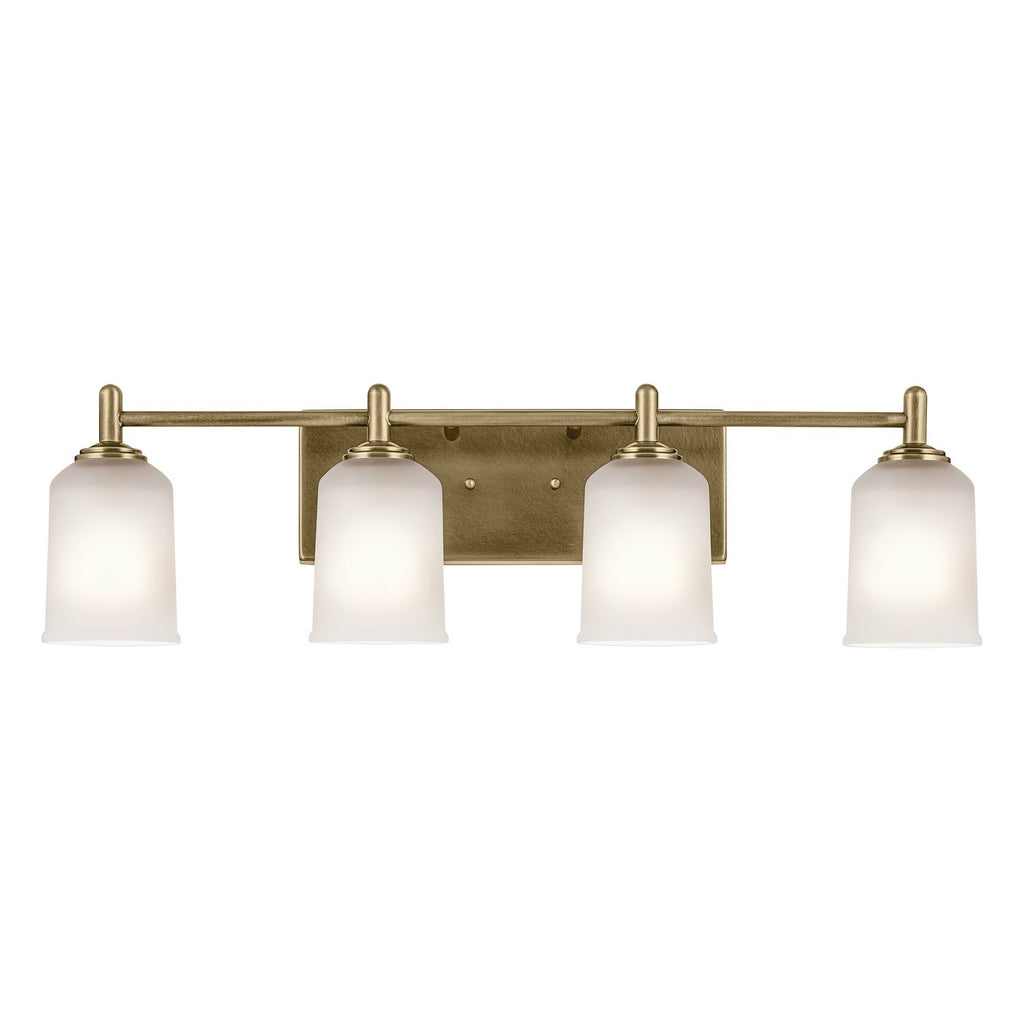 KICHLER 45575NBR Shailene 29.75" 4-Light Vanity Light With Clear Satin Etched Glass In Natural Brass