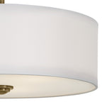 KICHLER 43675NBR Shailene 10" 3-Light Small Round Semi Flush With White Fabric Shade And Clear Satin Etched Diffuser In Natural Brass