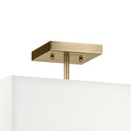 KICHLER 43693NBR Shailene 11.25" 3-Light Medium Square Semi Flush With White Fabric Shade And Clear Satin Etched Diffuser In Natural Brass