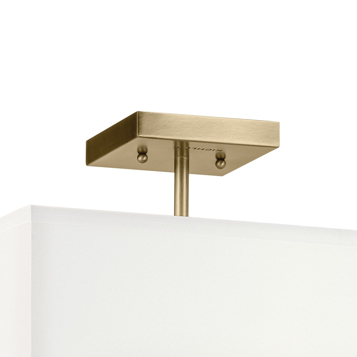 KICHLER 43693NBR Shailene 11.25" 3-Light Medium Square Semi Flush With White Fabric Shade And Clear Satin Etched Diffuser In Natural Brass