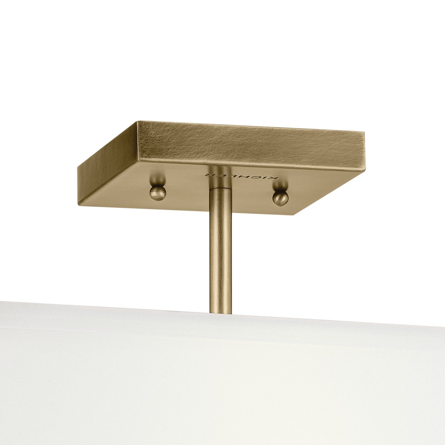 KICHLER 43691NBR Shailene 14" 3-Light Medium Square Semi Flush With White Fabric Shade And Clear Satin Etched Diffuser In Natural Brass