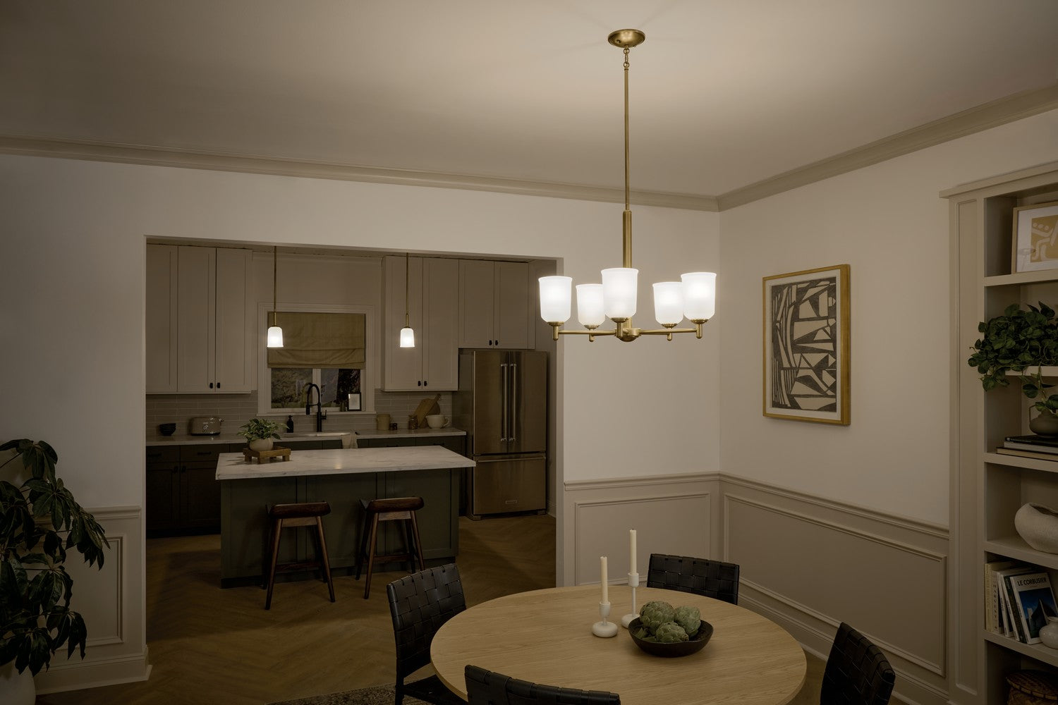 KICHLER 43674NBR Shailene 11" 1-Light Mini Pendant With Clear Satin Etched Glass In Natural Brass