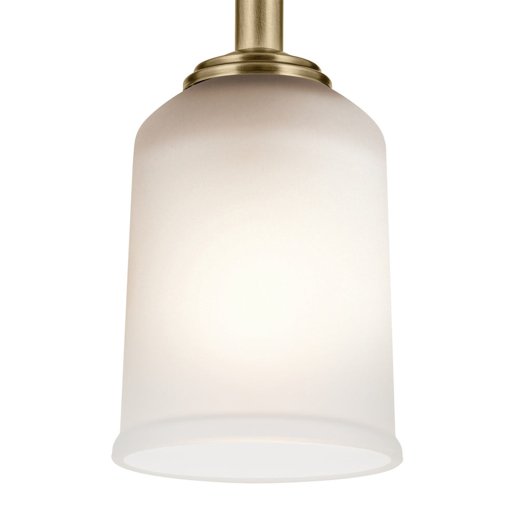 KICHLER 43674NBR Shailene 11" 1-Light Mini Pendant With Clear Satin Etched Glass In Natural Brass