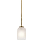 KICHLER 43674NBR Shailene 11" 1-Light Mini Pendant With Clear Satin Etched Glass In Natural Brass