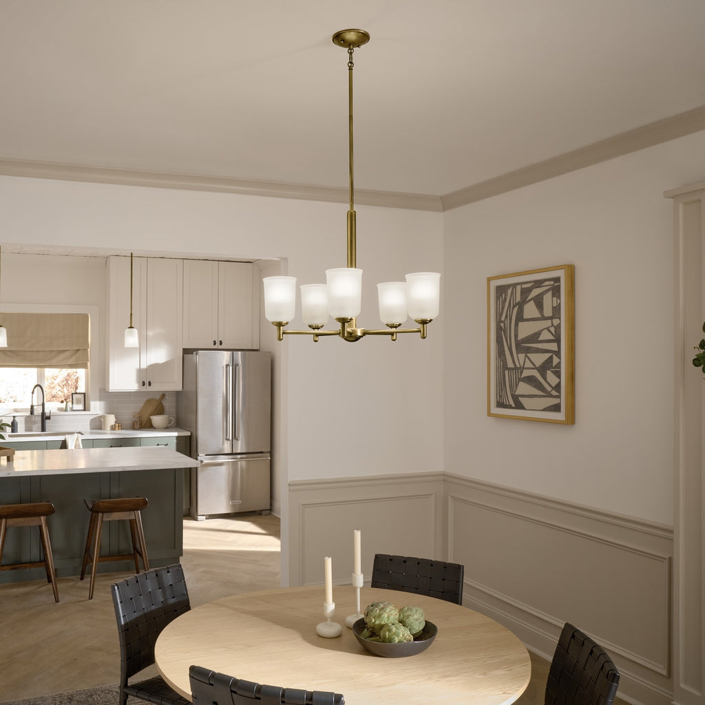 KICHLER 43674NBR Shailene 11" 1-Light Mini Pendant With Clear Satin Etched Glass In Natural Brass