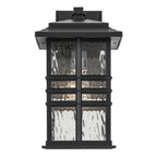 KICHLER 49830BKT Beacon Square 14.25" 1-Light Outdoor Wall Light With Clear Hammered Glass In Textured Black