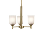 KICHLER 43670NBR Shailene 15.25" 3-Light Mini Chandelier With Clear Satin Etched Glass In Natural Brass