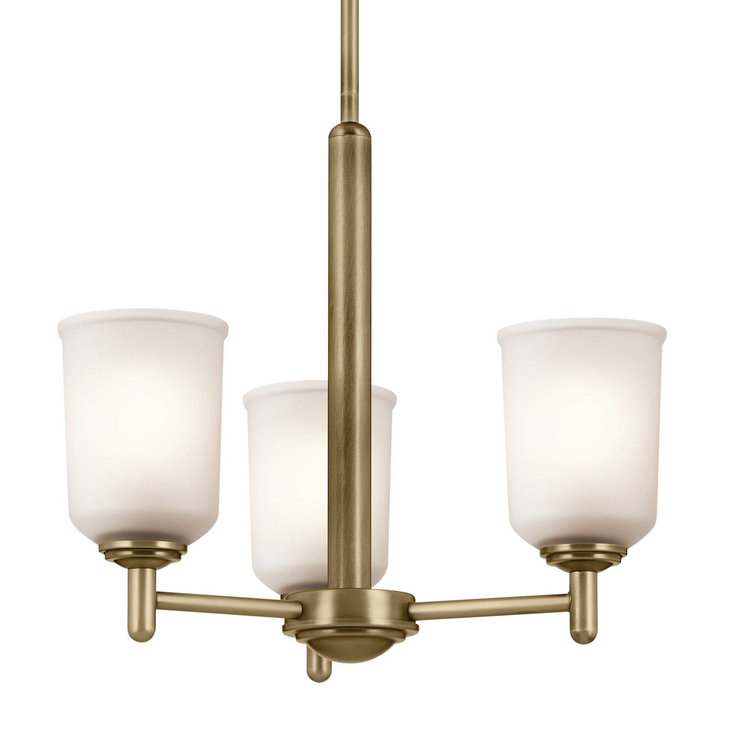 KICHLER 43670NBR Shailene 15.25" 3-Light Mini Chandelier With Clear Satin Etched Glass In Natural Brass