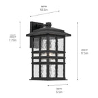 KICHLER 49831BKT Beacon Square 17.5" 1-Light Outdoor Wall Light With Clear Hammered Glass In Textured Black