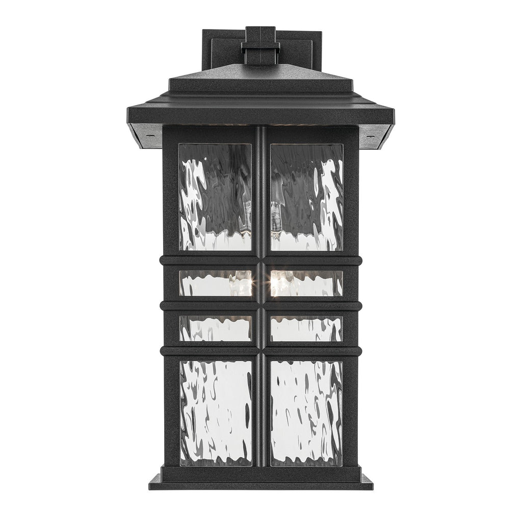 KICHLER 49831BKT Beacon Square 17.5" 1-Light Outdoor Wall Light With Clear Hammered Glass In Textured Black