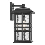 KICHLER 49831BKT Beacon Square 17.5" 1-Light Outdoor Wall Light With Clear Hammered Glass In Textured Black