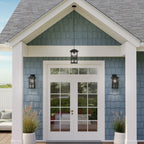 KICHLER 49831BKT Beacon Square 17.5" 1-Light Outdoor Wall Light With Clear Hammered Glass In Textured Black