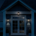 KICHLER 49831BKT Beacon Square 17.5" 1-Light Outdoor Wall Light With Clear Hammered Glass In Textured Black