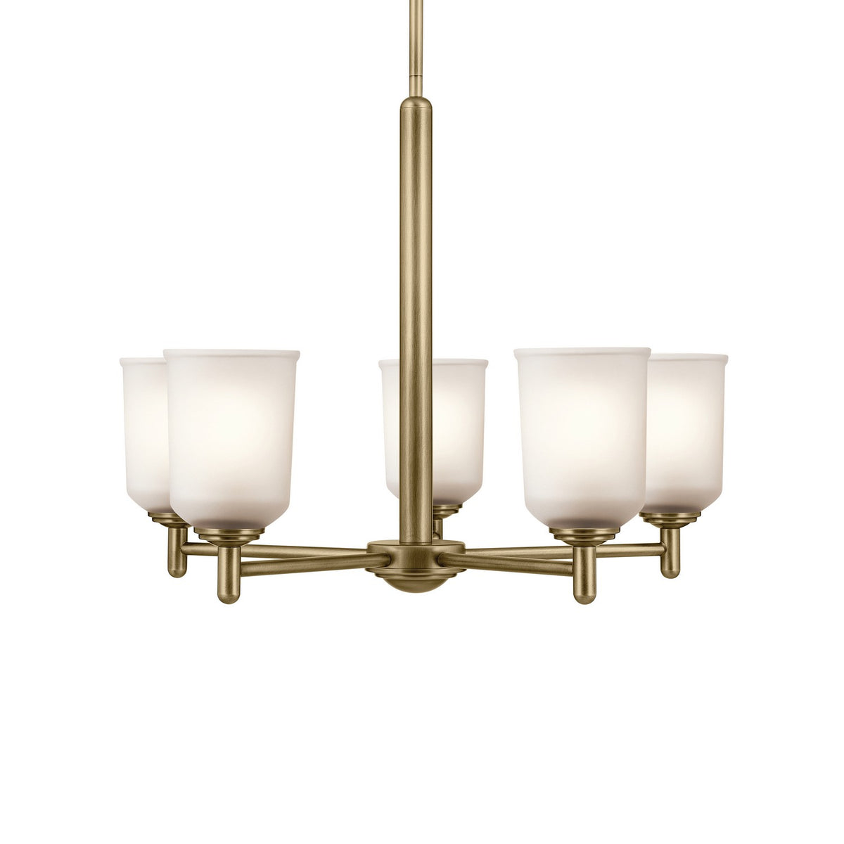 KICHLER 43671NBR Shailene 15.25" 5-Light Chandelier With Clear Satin Etched Glass In Natural Brass