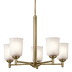 KICHLER 43671NBR Shailene 15.25" 5-Light Chandelier With Clear Satin Etched Glass In Natural Brass