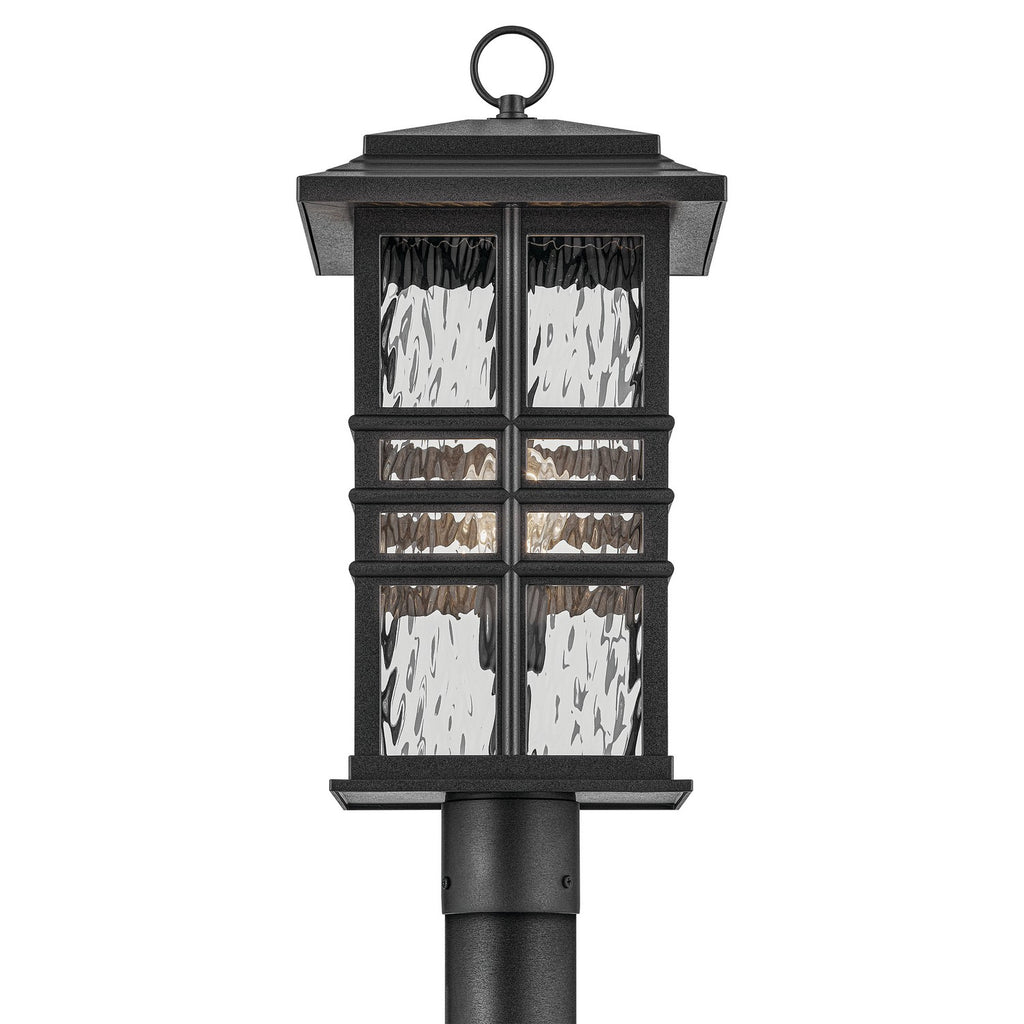 KICHLER 49832BKT Beacon Square 20.75" 1-Light Outdoor Post Light With Clear Hammered Glass In Textured Black