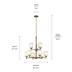 KICHLER 43672NBR Shailene 26.5" 9-Light Chandelier With Clear Satin Etched Glass In Natural Brass