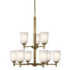 KICHLER 43672NBR Shailene 26.5" 9-Light Chandelier With Clear Satin Etched Glass In Natural Brass