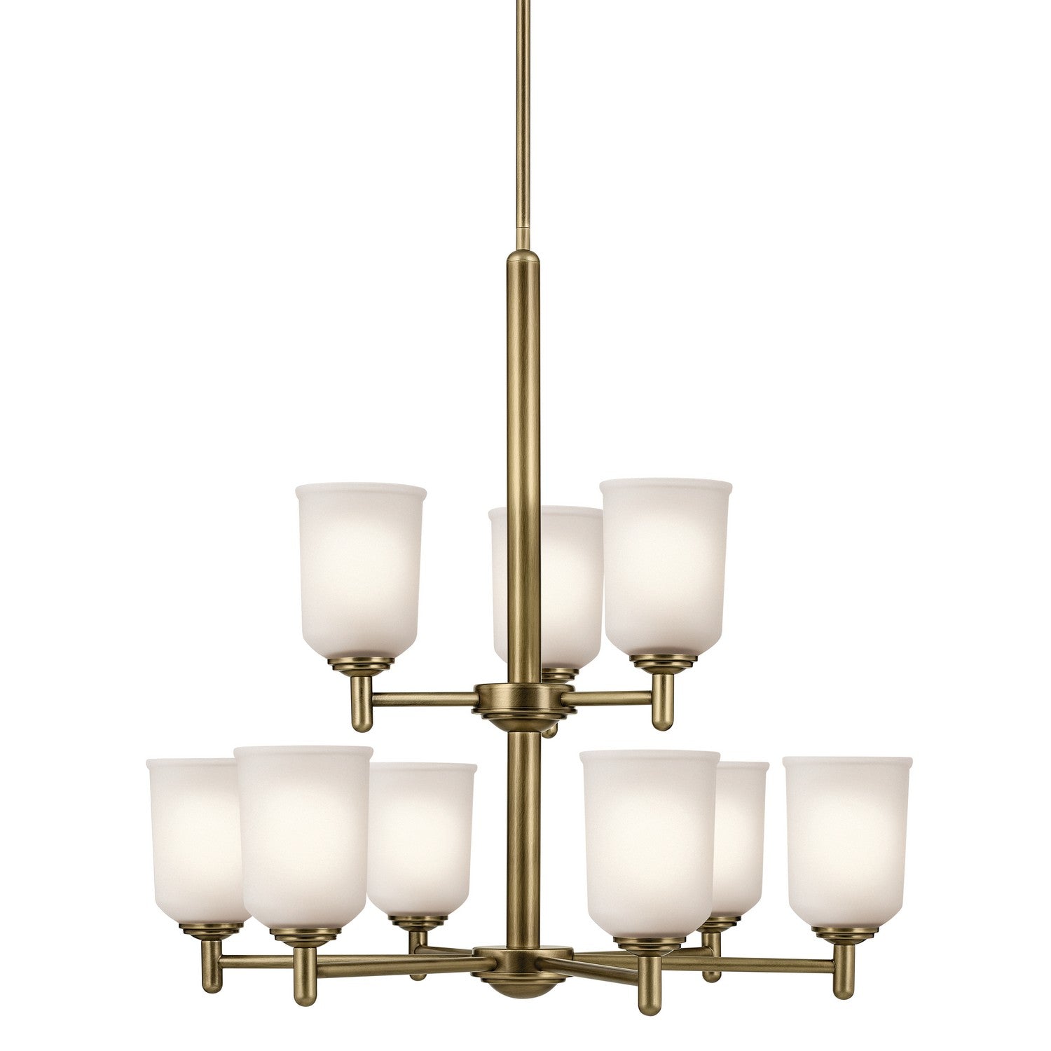 KICHLER 43672NBR Shailene 26.5" 9-Light Chandelier With Clear Satin Etched Glass In Natural Brass