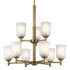 KICHLER 43672NBR Shailene 26.5" 9-Light Chandelier With Clear Satin Etched Glass In Natural Brass