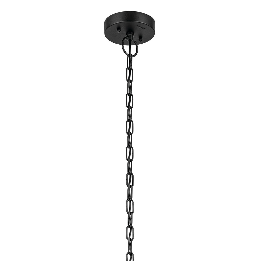 KICHLER 49833BKT Beacon Square 18" 1-Light Outdoor Hanging Light With Clear Hammered Glass In Textured Black